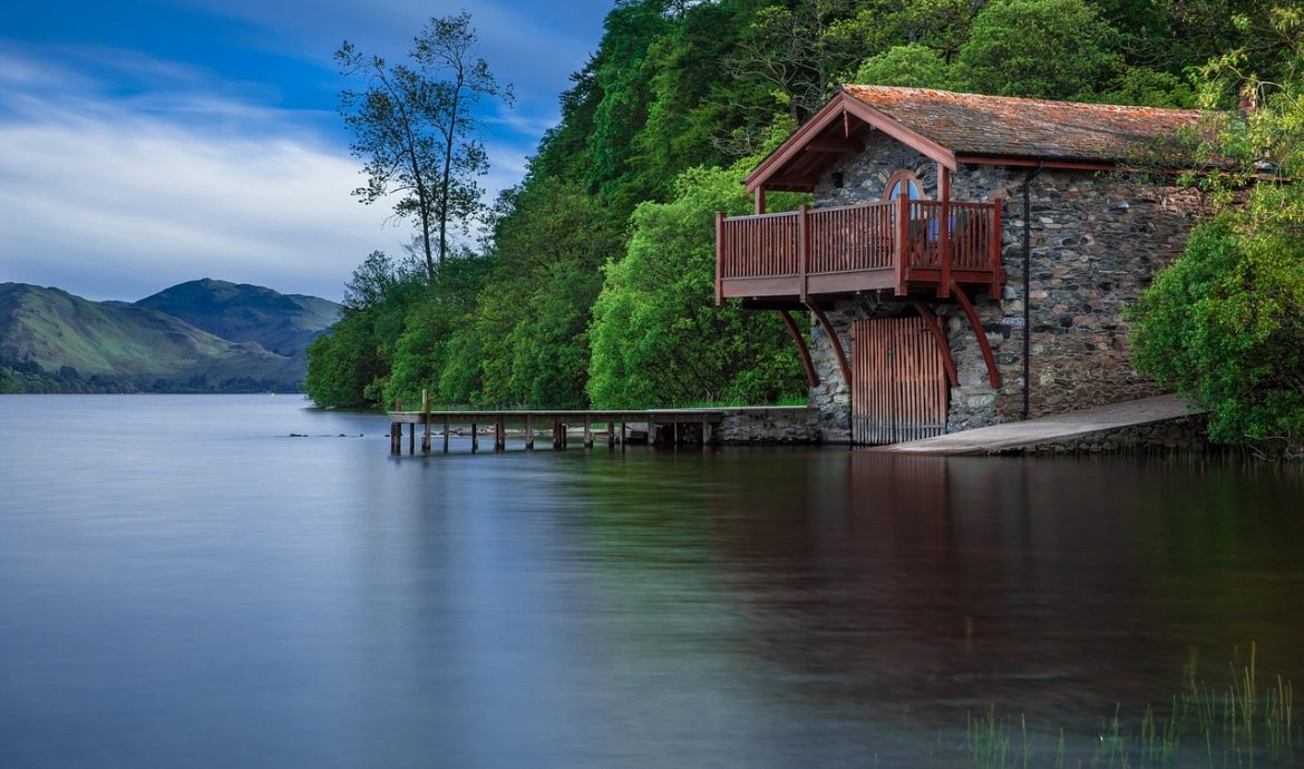 lake, cottage, jetty